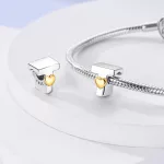 Arany színű Szíves T Betű Ezüst Charm