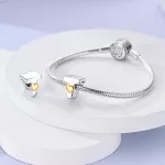 Arany színű Szíves T Betű Ezüst Charm