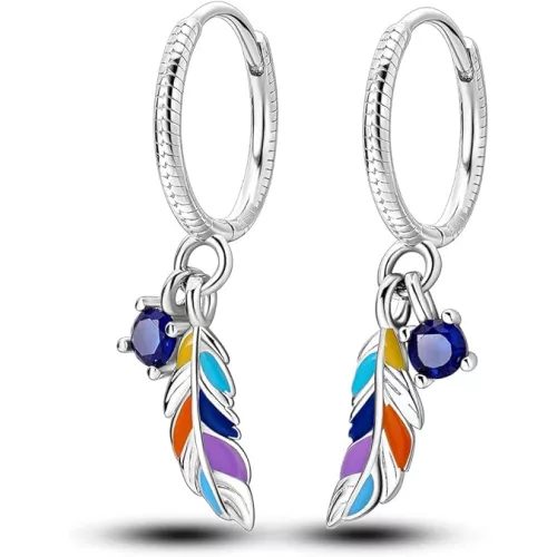 Színpompás Bohém Toll Ezüst Fülbevaló