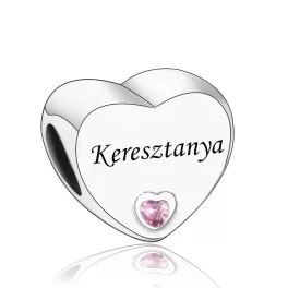 Keresztanya Ezüst Szív Charm
