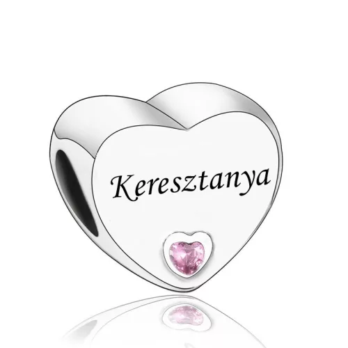 Keresztanya Ezüst Szív Charm