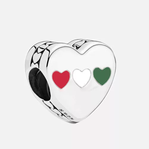 Magyar Nemzeti Színek Ezüst Szív Charm