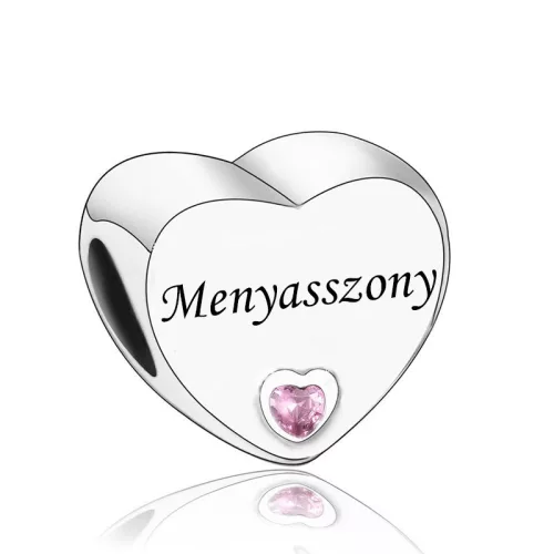 Menyasszony Ezüst Szív Charm