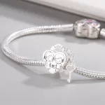 Ezüstözött szerelem lakat kulccsal charm