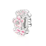 Ezüstözött rózsaszín rózsa charm