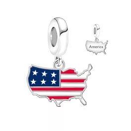 Ezüstözött Amerika térkép medál