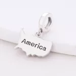 Ezüstözött Amerika térkép medál