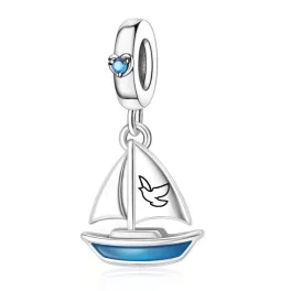 Ezüstözött vitorlás hajó charm