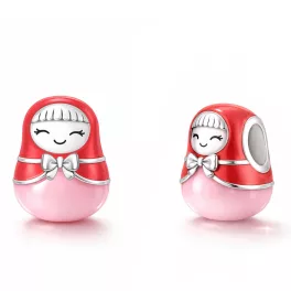 Ezüstözött matrioska baba charm