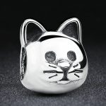 Cica fej ezüst gömb charm