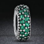 Zöld apró köves spacer ezüst charm