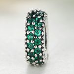 Zöld apró köves spacer ezüst charm