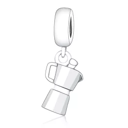 Kotyogós kávéfőző ezüst függő charm
