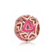 Rózsaszín szíves rose gold ezüst gömb charm 