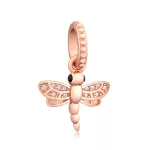 Rose gold színű Szitakötő ezüst függő charm