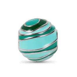 Zöld türkiz mintás ezüst gömb charm
