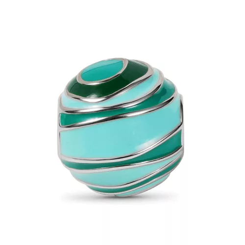 Zöld türkiz mintás ezüst gömb charm