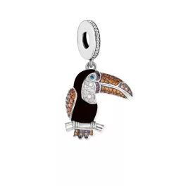Tukán madár ezüst függő charm