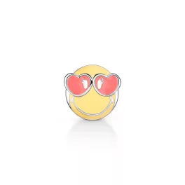 Piros Szívecskés smiley ezüst gömb charm