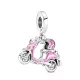 Rózsaszín robogó ezüst függő charm