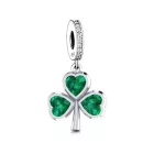 Zöld lóhere ezüst függő charm