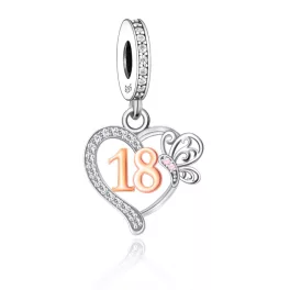 18 szám szívben ezüst függő charm