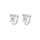 Rózsaszín fehér köves pillangó ezüst fülbevaló