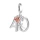 40-es szám szívben rosegold rózsával ezüst függő charm