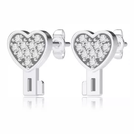 Ragyogó Szívkulcs ezüst fülbevaló