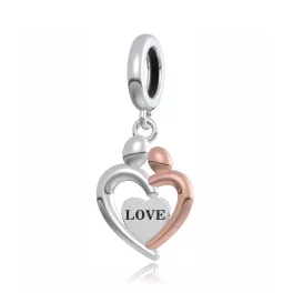   Ezüst és rose gold Love összefonódás ezüst függő charm