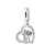 Kutyus rózsával szív alakú ezüst függő charm
