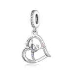 Apró köves tornász lány szív medálban ezüst függő charm