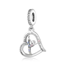   Apró köves tornász lány szív medálban ezüst függő charm