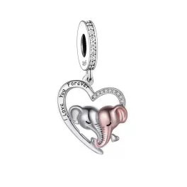 Elefánt szerelem ezüst függő charm