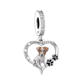 Jack Russell Terrier kutyus ezüst függő charm