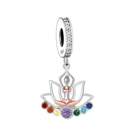 Csakra Harmónia Jóga Lótusz Ezüst függő Charm