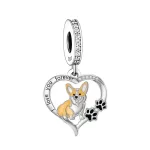 Királyi kedvenc Corgi Charm ezüst függő charm