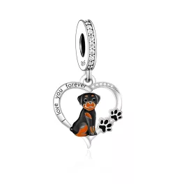 Rottweiler kutya ezüst függő charm