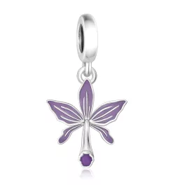 Lila Orchidea Bája - Ezüst Függő Charm