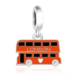 Londoni piros emeletes busz ezüst függő charm