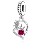 Rózsa és Szív "Forever Love"  Ezüst függő Charm