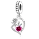 Rózsa és Szív "Forever Love"  Ezüst függő Charm
