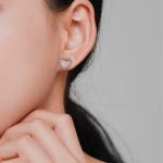 Türkizkék köves szív alakú ezüst fülbevaló