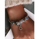Ezüst karkötő kék színtelen köves gömb zárral 17 cm hosszú