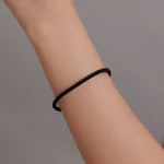 Fekete zsinór karkötő ezüst zárral állítható mérettel 16 + 4,5 cm