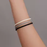 Fekete zsinór karkötő ezüst zárral állítható mérettel 16 + 4,5 cm