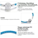Türkiz bőr karkötő ezüs zárral hópehely motívummal 19 cm