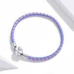 Lila bőr karkötő ezüst zárral 17 cm