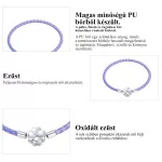 Lila bőr karkötő ezüst zárral 19 cm