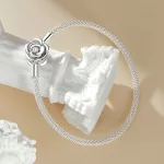 Rózsa kapcsos elegáns ezüst karkötő 21 cm hosszú